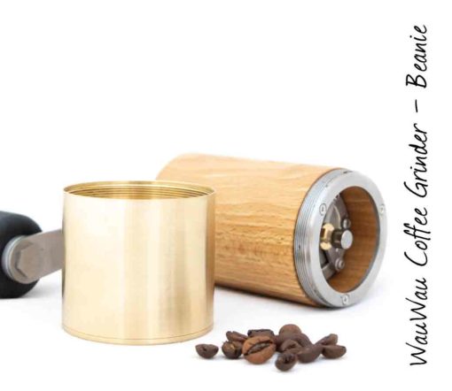WauWau Kaffeemühle Beanie Buche natur/Messing 25g Detail