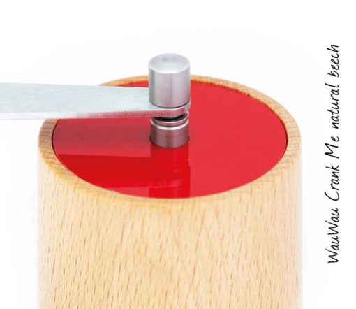 WauWau Chili grinder: Crankme natural beechwood / Top red Detail