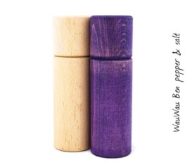WauWau Ben Grinder Set: Vintage Look violet/ natural beechwood