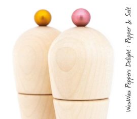 WauWau mill set: Peppers Delight maple natural ball gold / pink detail