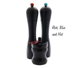 WauWau mill set: Peppers Delight black ball red/blue, Hot Chili black
