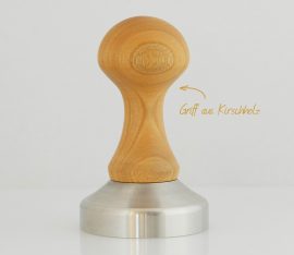 WauWau Tamper stainless-steel base with cherry wood