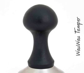 WauWau tamper stainless steel/beech black stained detail